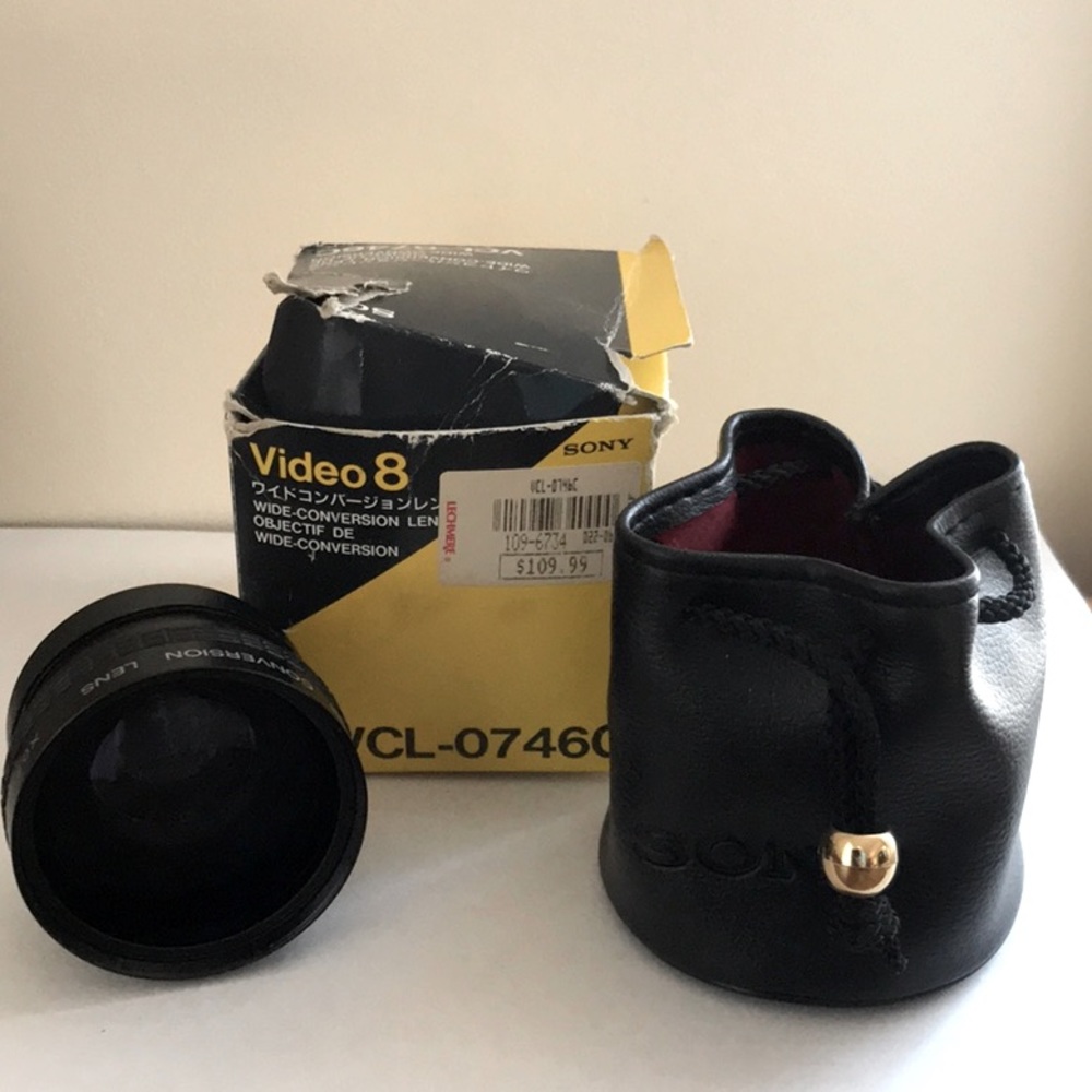 Sony Video 8 VCL 0746C x0.7 wide conversion lens w bag and box vintage